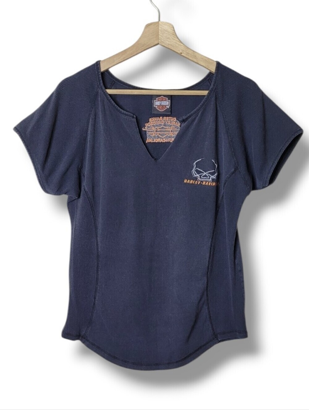 Harley Davidson Womens Black Short Sleeve Skull Tee Outer Banks, NC